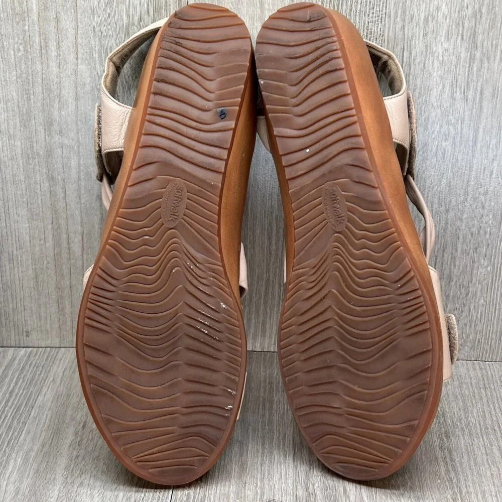 SoftWalk Sandals Womens Size 12M Del Rey Platform Comfort Strappy Leather Beige - Picture 7 of 11